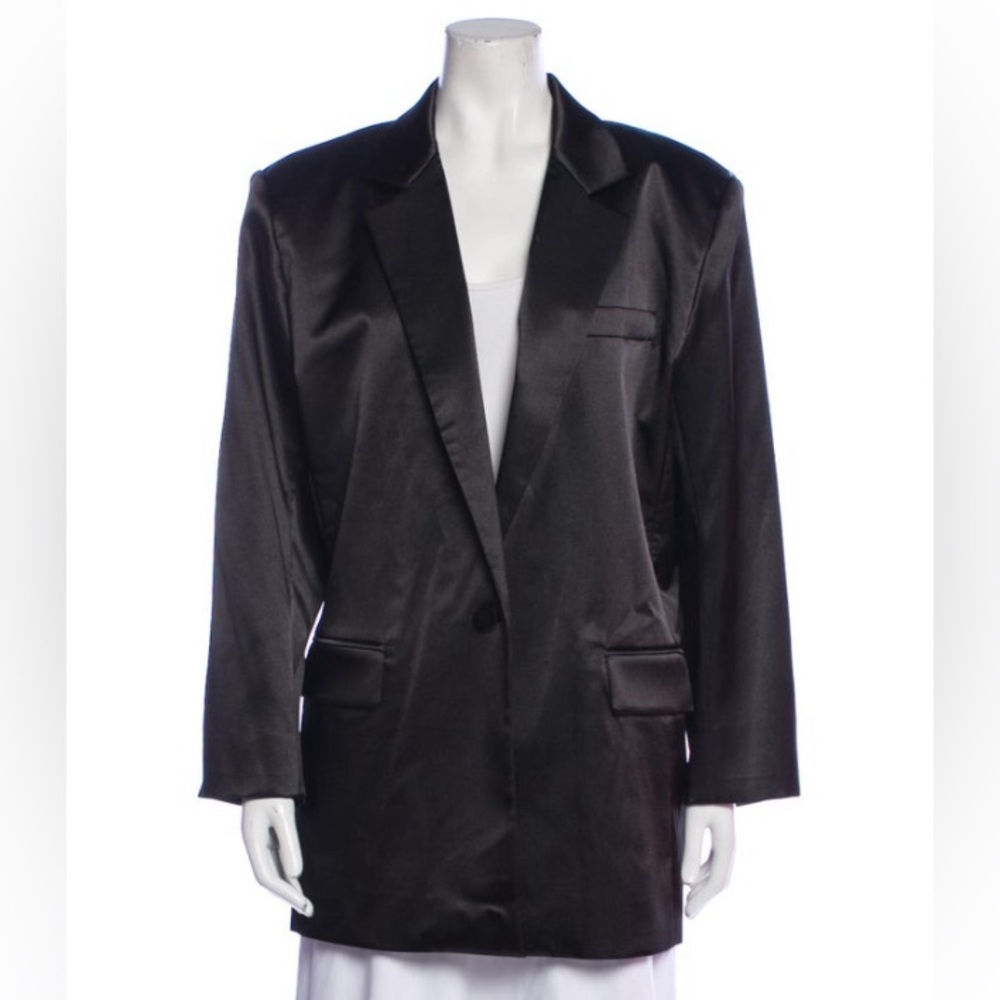 NWOT Frame Strong Shoulder Satin Stretchy Blazer.
